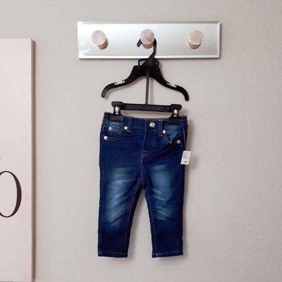 NWT 7 For All Mankind pink sweatshirt & dark wash blue jeggings bundle set, 12M - Picture 12 of 13